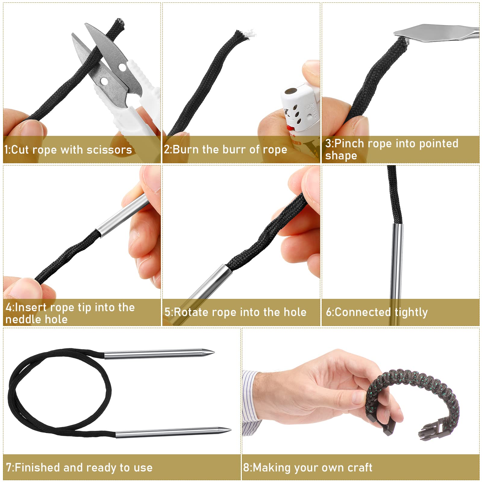 Paracord Knotters Tool Marlin Spike With 3 Pieces FID, Stainless